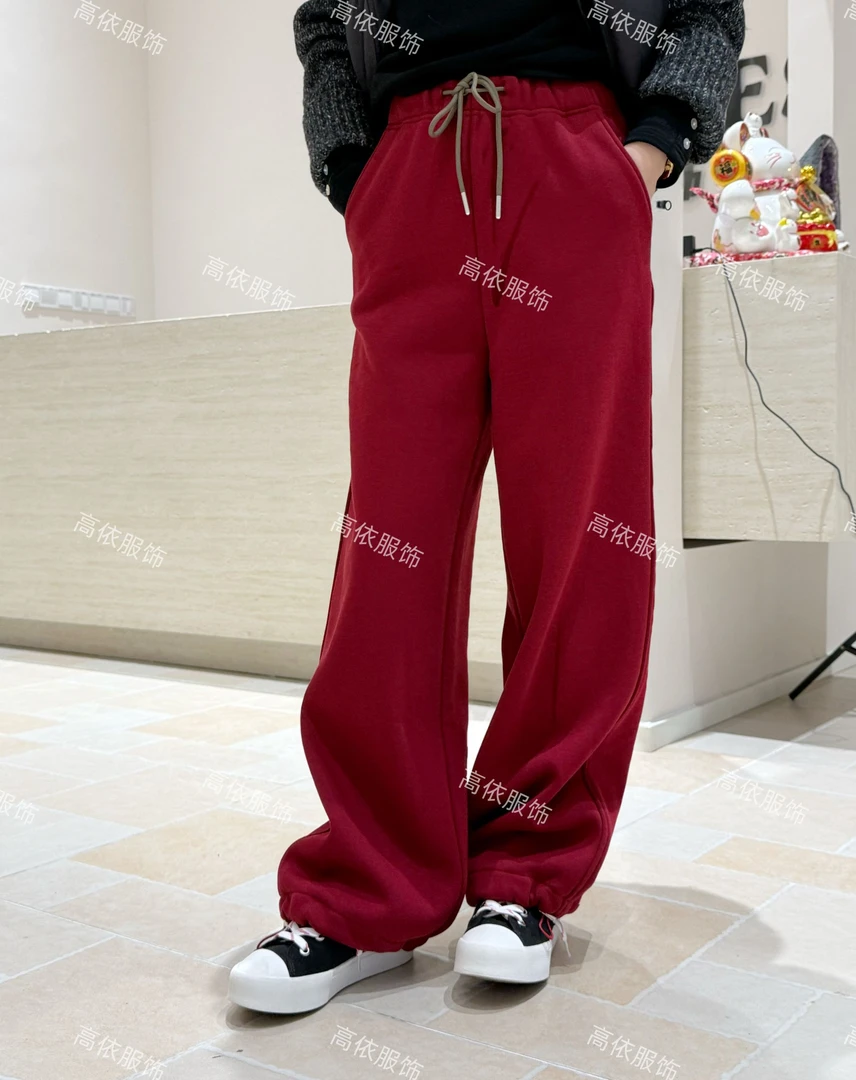 GY32601抽绳松紧腰加绒加厚卫裤
