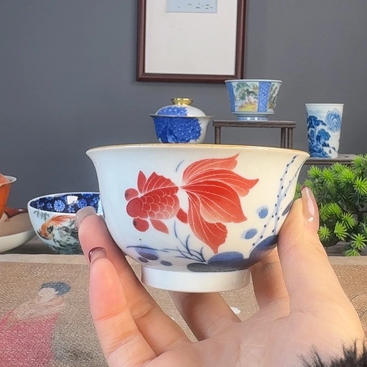 摆件景德柴烧茶杯多人