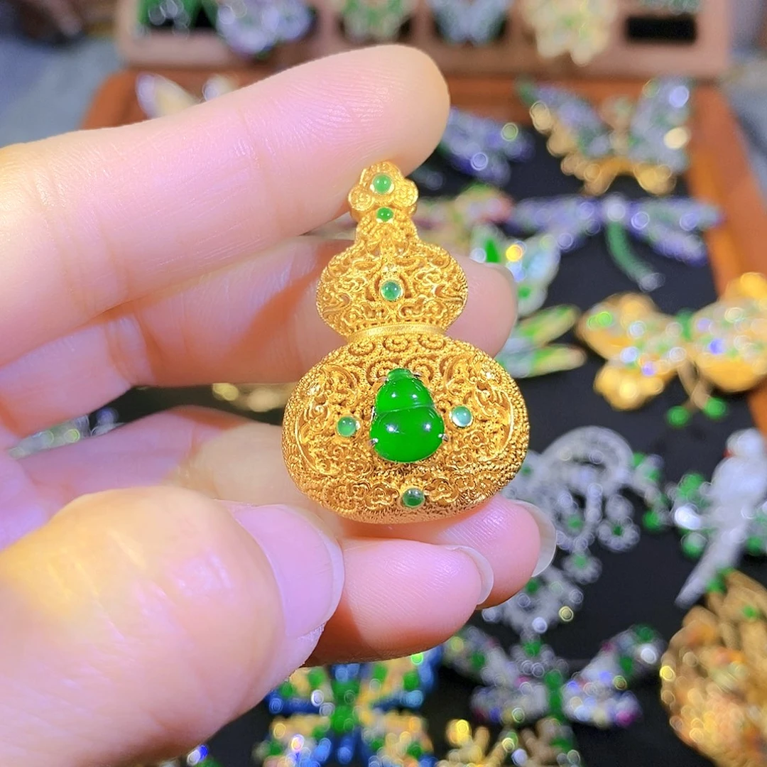 吊坠(不含链)银S925镶嵌翡翠