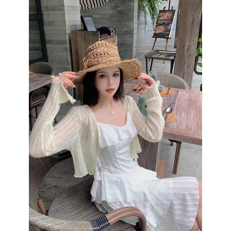 夏季百搭防晒针织开衫外套女2025年夏季新款薄款冰丝外搭罩衫上衣