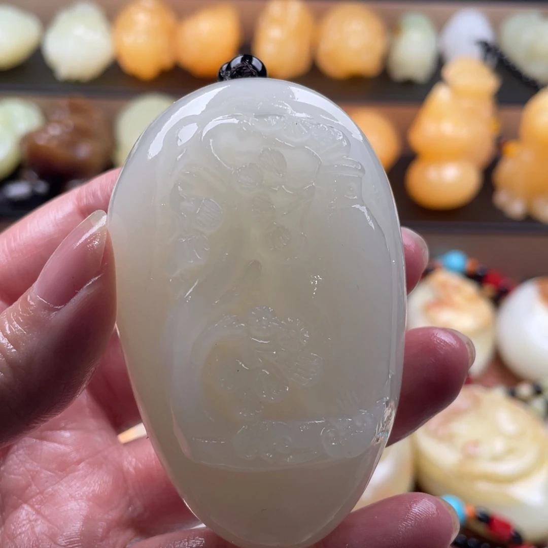 中***子石材天然古青石手把件