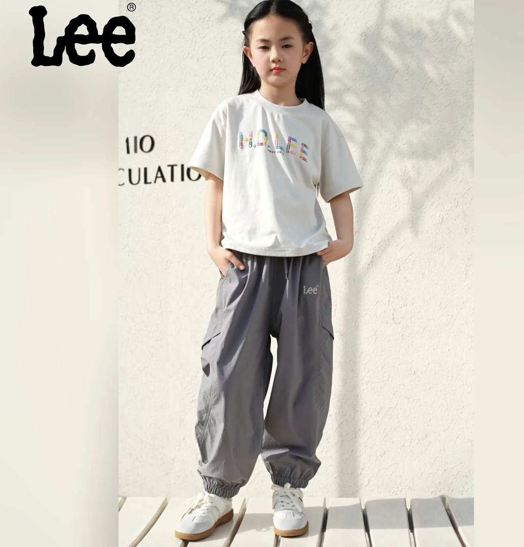 Lee儿童夏季速干裤潮流宽松薄款束脚休闲裤运动百搭LK5X5HUB0826