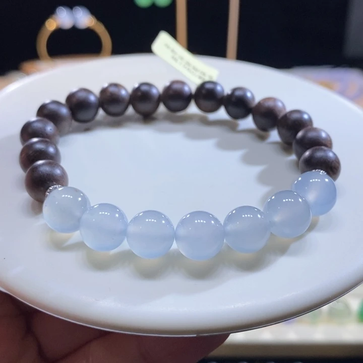 翡翠未镶嵌颈饰翡翠冰胶蓝手串