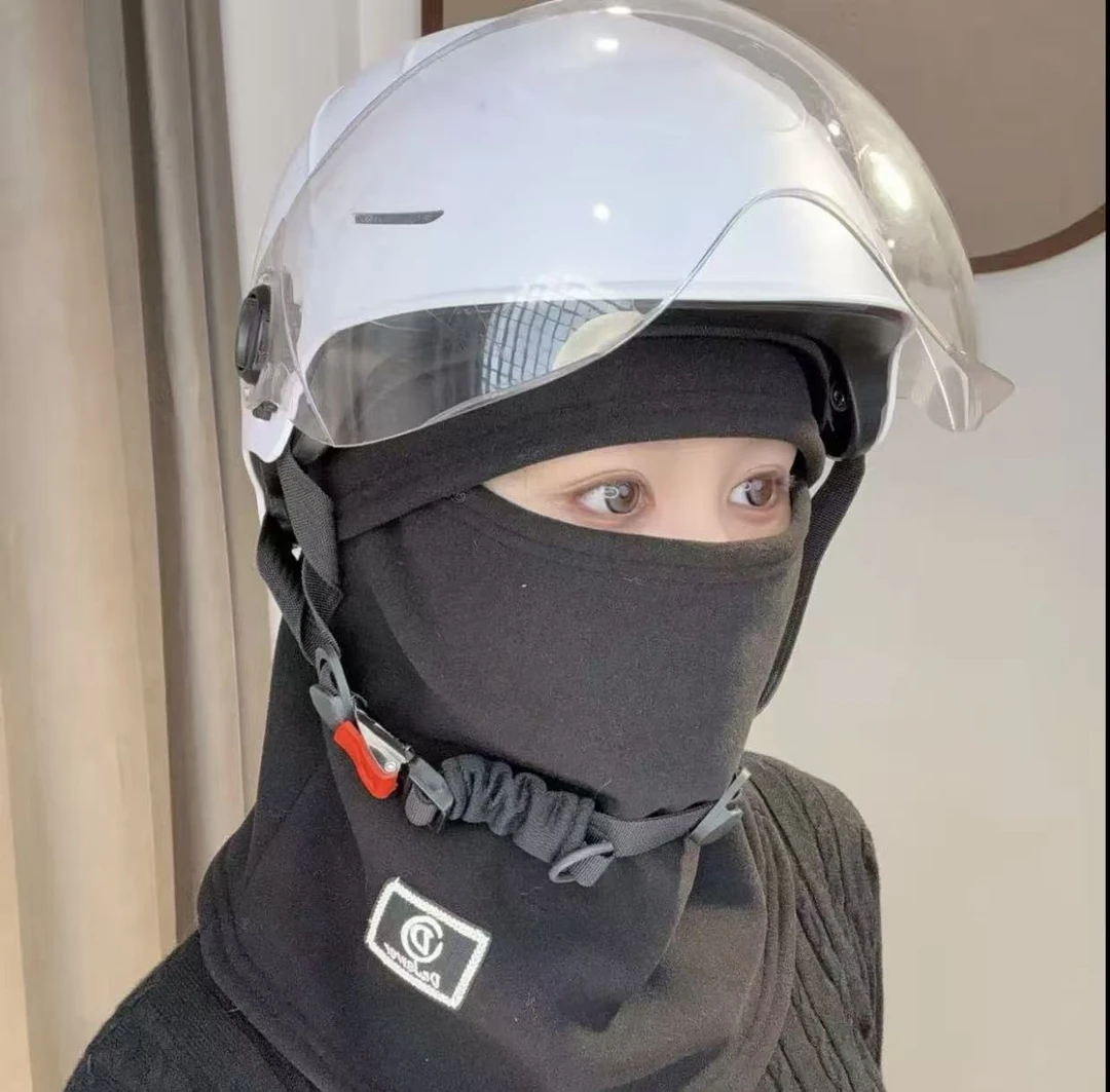秋冬季保暖套女骑行电动车防风防寒面罩头盔内胆滑雪围脖一体帽子