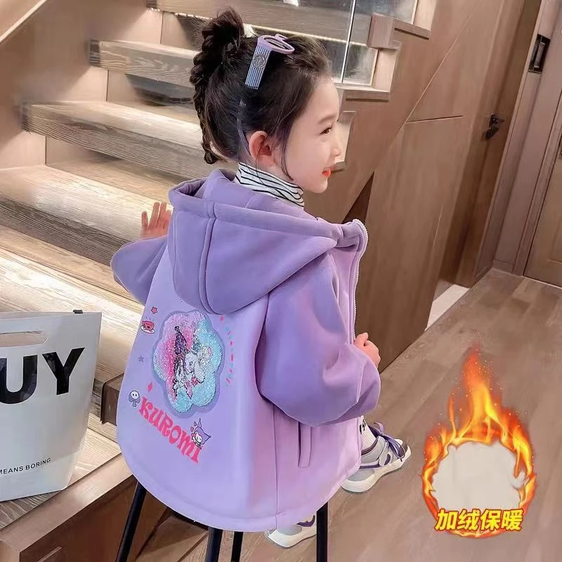 女童2025新款秋冬儿童冬季加绒中小童连帽洋气加厚保暖连帽衣外套