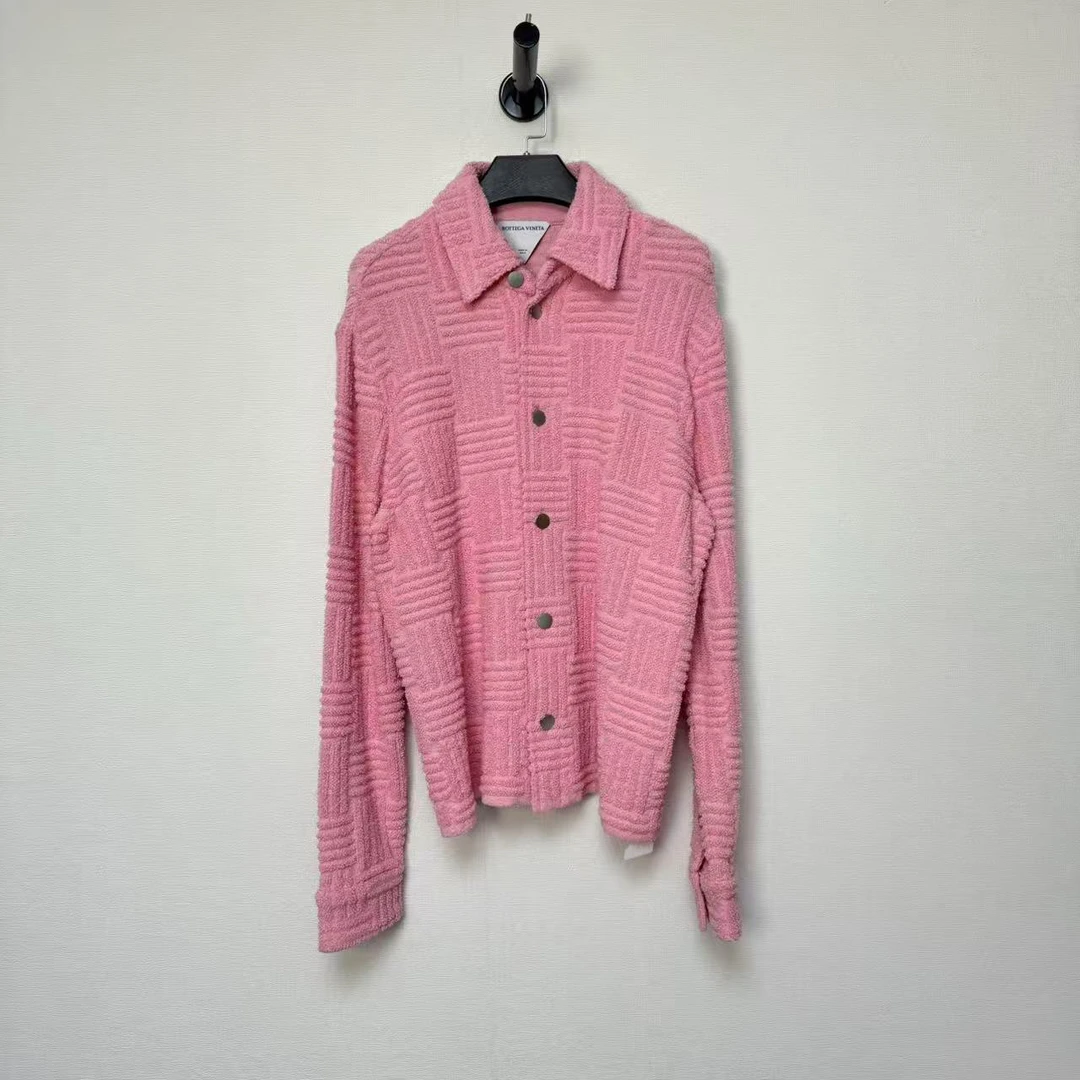 未使用 BOTTEGA VENETA/葆蝶家 粉色提花编织毛巾开衫/M