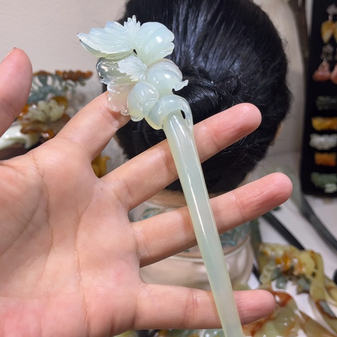 蛇纹石玉发簪合金