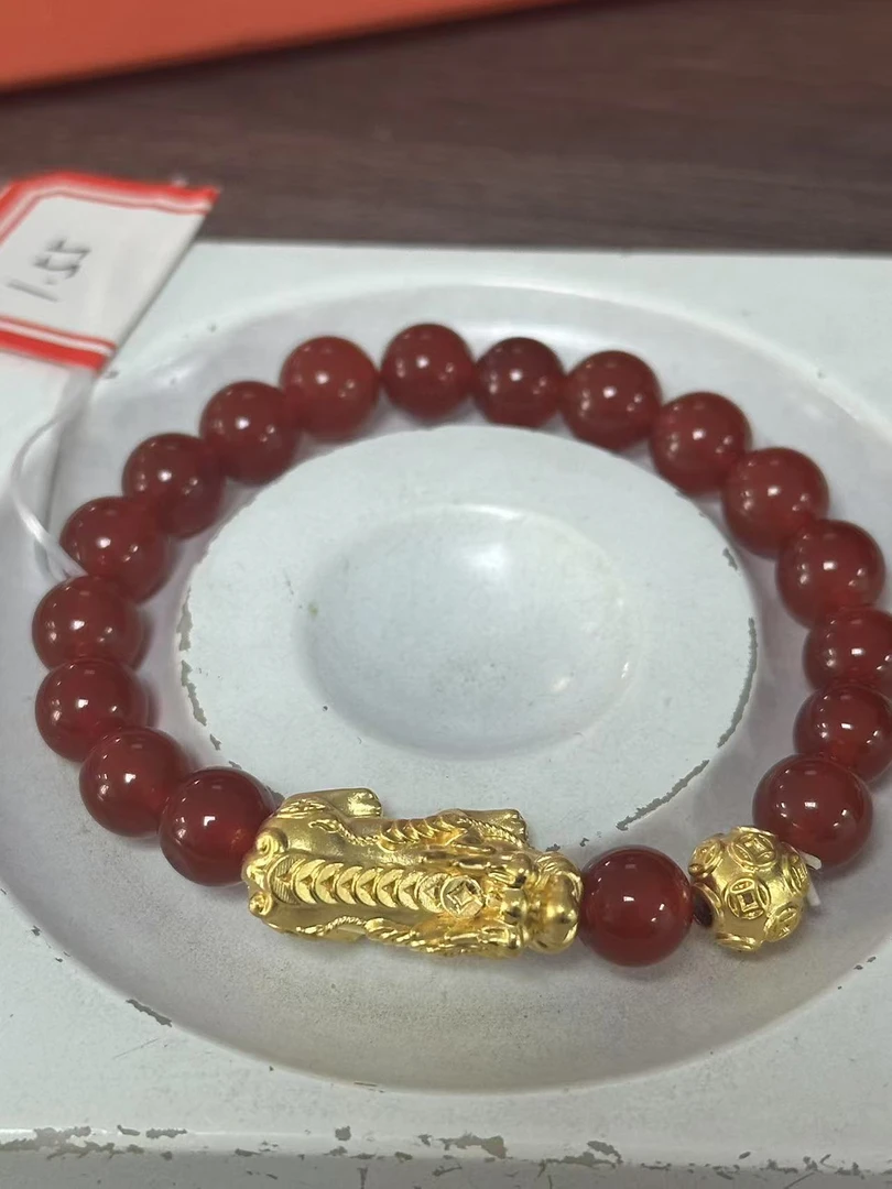 【足金999】卡8转运珠+黄金貔貅