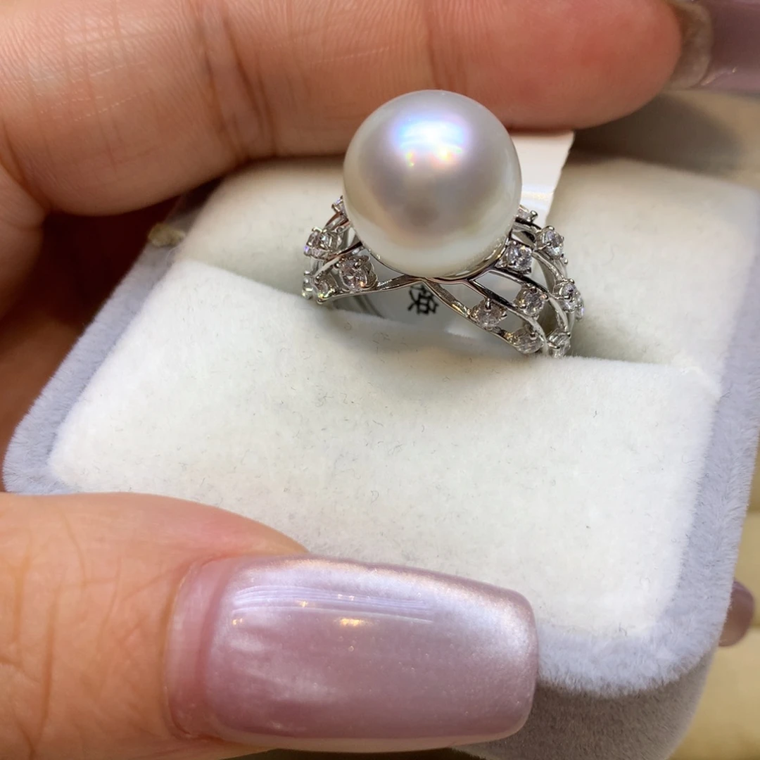 银S925镶嵌戒指海水珍珠