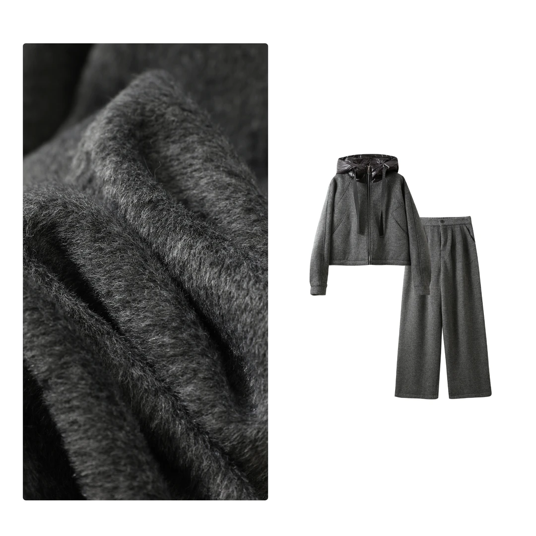 门店84&9！大pai时尚感~连帽夹棉羊毛加绒加厚显瘦套装女M13503