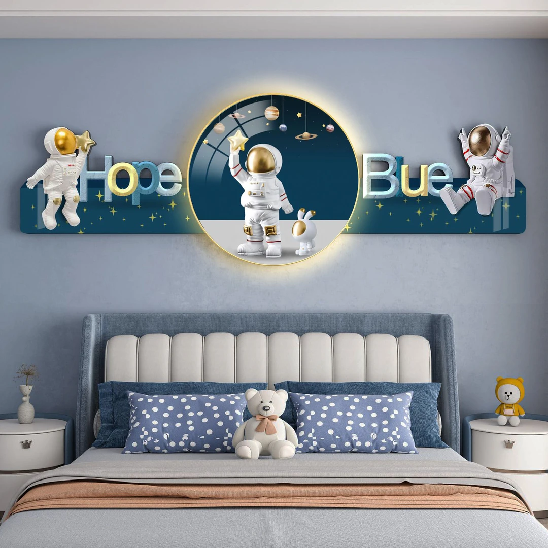 现代新款儿童房装饰画可爱温馨公主女孩男孩房床头挂画墙面装饰品