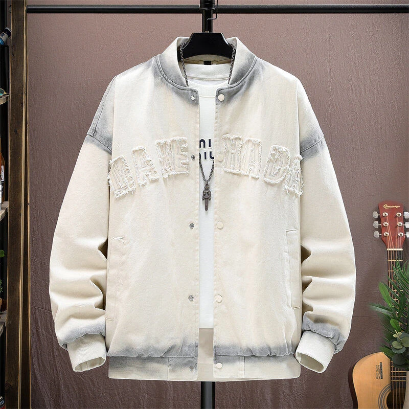 2025春秋欧货国潮棒球服外套男女款宽松百搭重工字母印花夹克9511