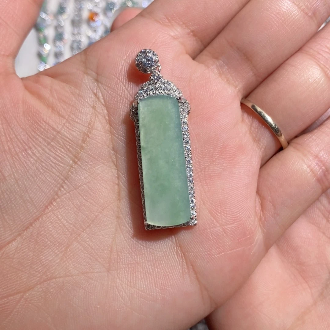 翡翠银S925镶嵌吊坠(赠链)c c c