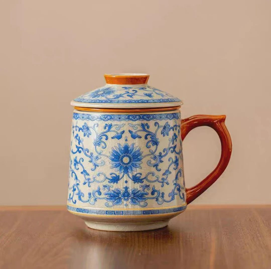 老陶泥缠枝莲办公杯