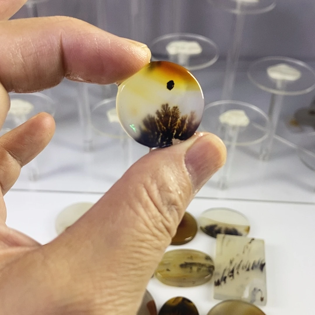 合成碳硅石非金属时尚图纹画面石饰品