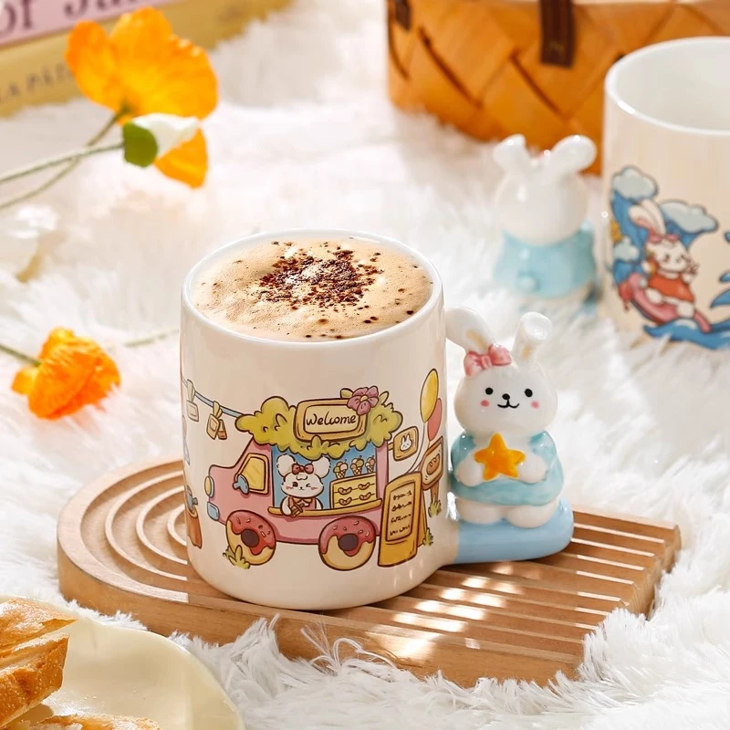 创意杯子陶瓷家用兔子马克杯小众设计喝水杯可爱办公室早餐咖啡杯