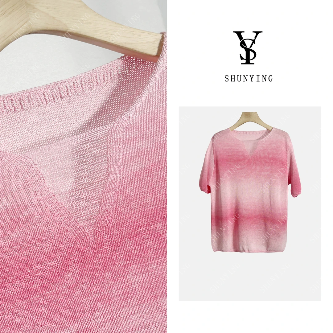 【仟娜】洋气显白~高级感时髦气质渐变色短袖T恤SY71T58127