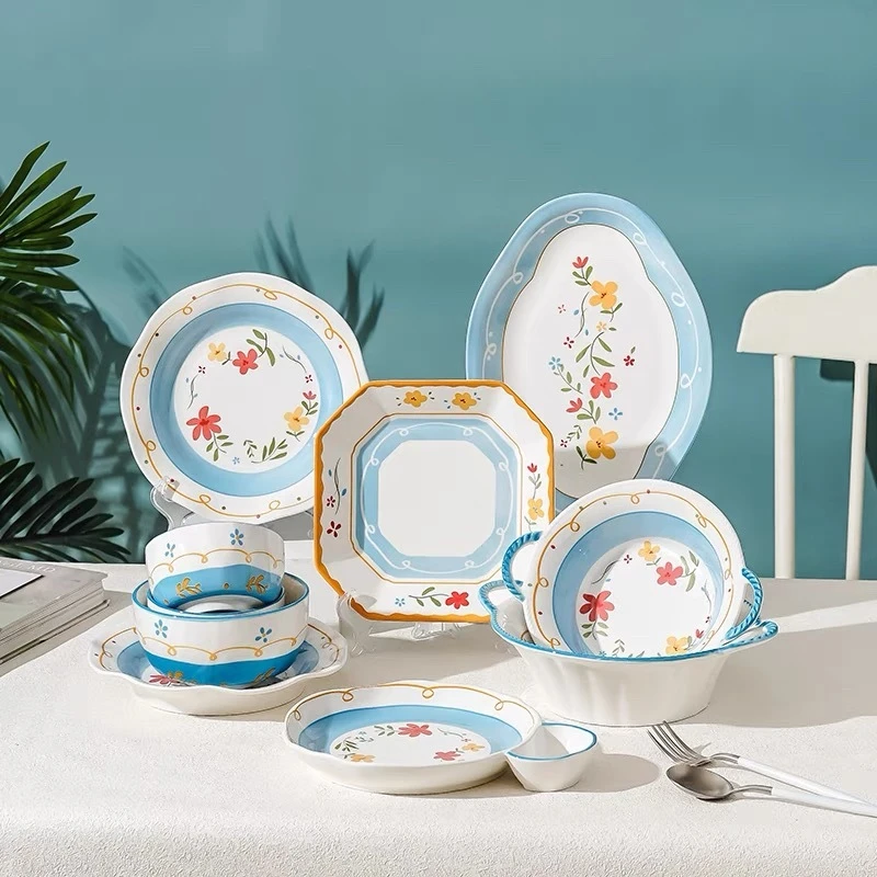 且陶 春涧花叙系列家用陶瓷餐具碗碟盘吃饭碗