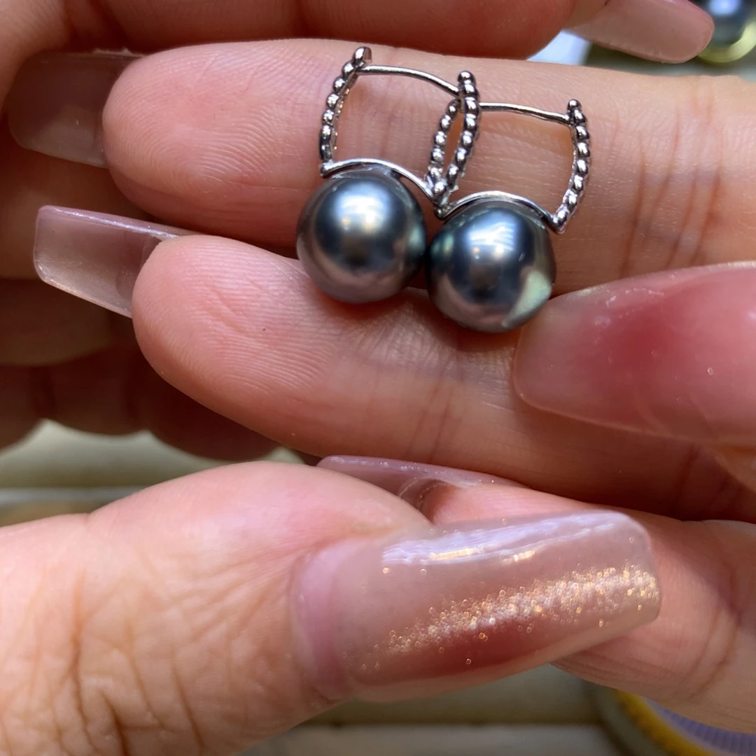 银S925镶嵌耳饰海水珍珠