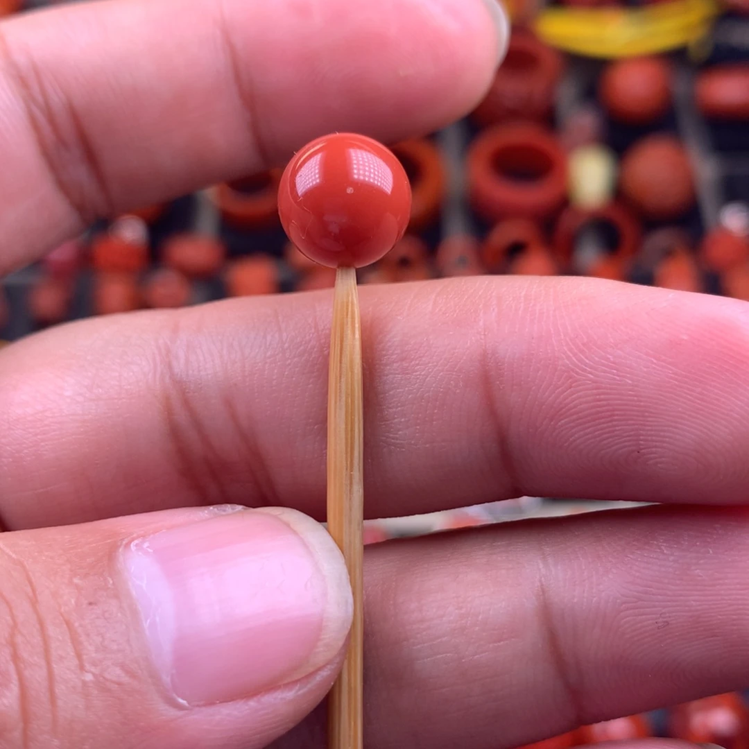 南红玛瑙未镶嵌纯色圆珠10