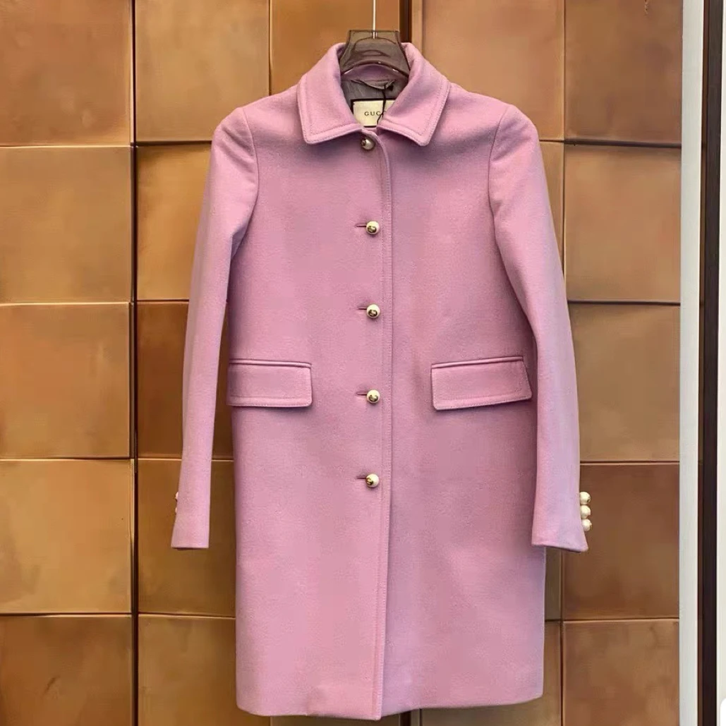 99新 GUCCI/古驰 紫粉色大衣外套/42码/A05615