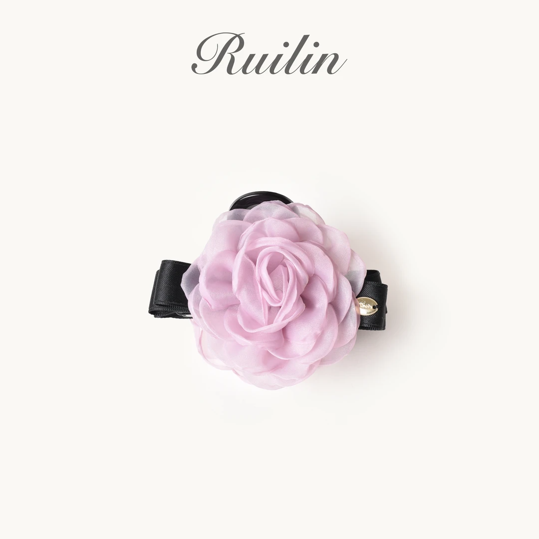 RUILIN【繁华纱纱】发夹玫瑰花蝴蝶结小香风气质甜美