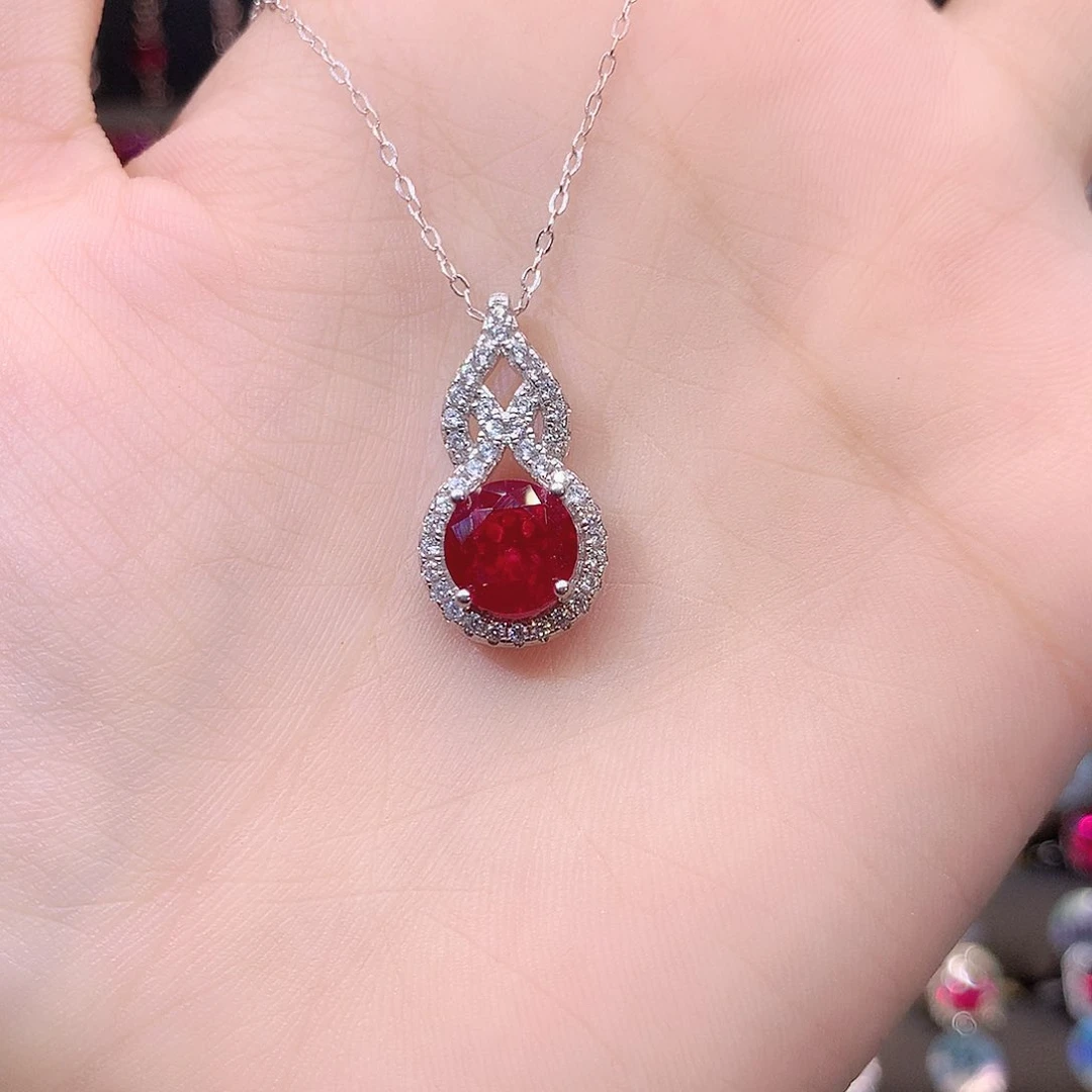 银S925镶嵌颈饰红宝石白8