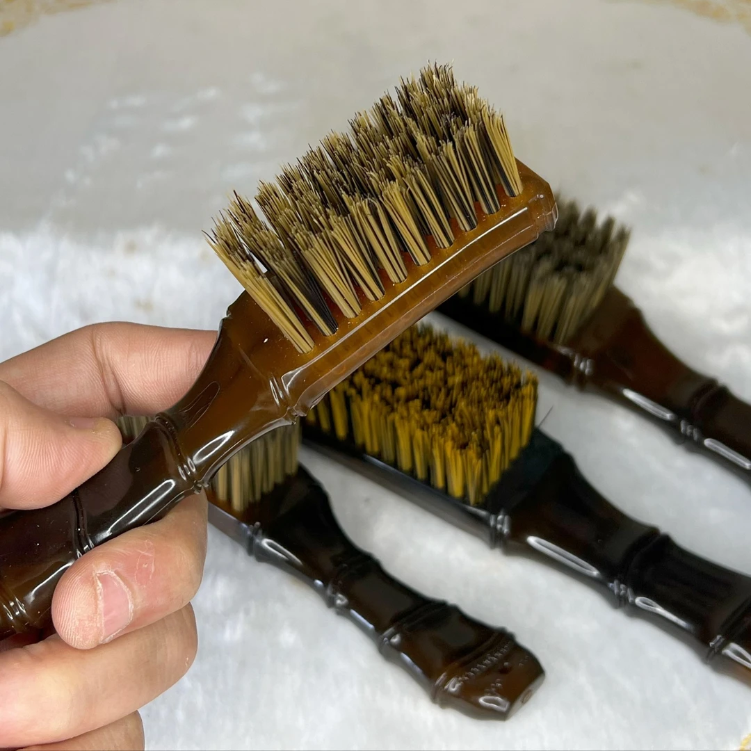 便携仿牛角竹节握把文玩刷高档手工线绷硬纳米碳灰打底刷