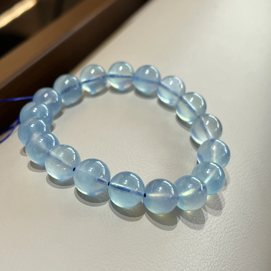 含辰砂工艺品天然超圣玛利亚海蓝宝石 多样性发其一