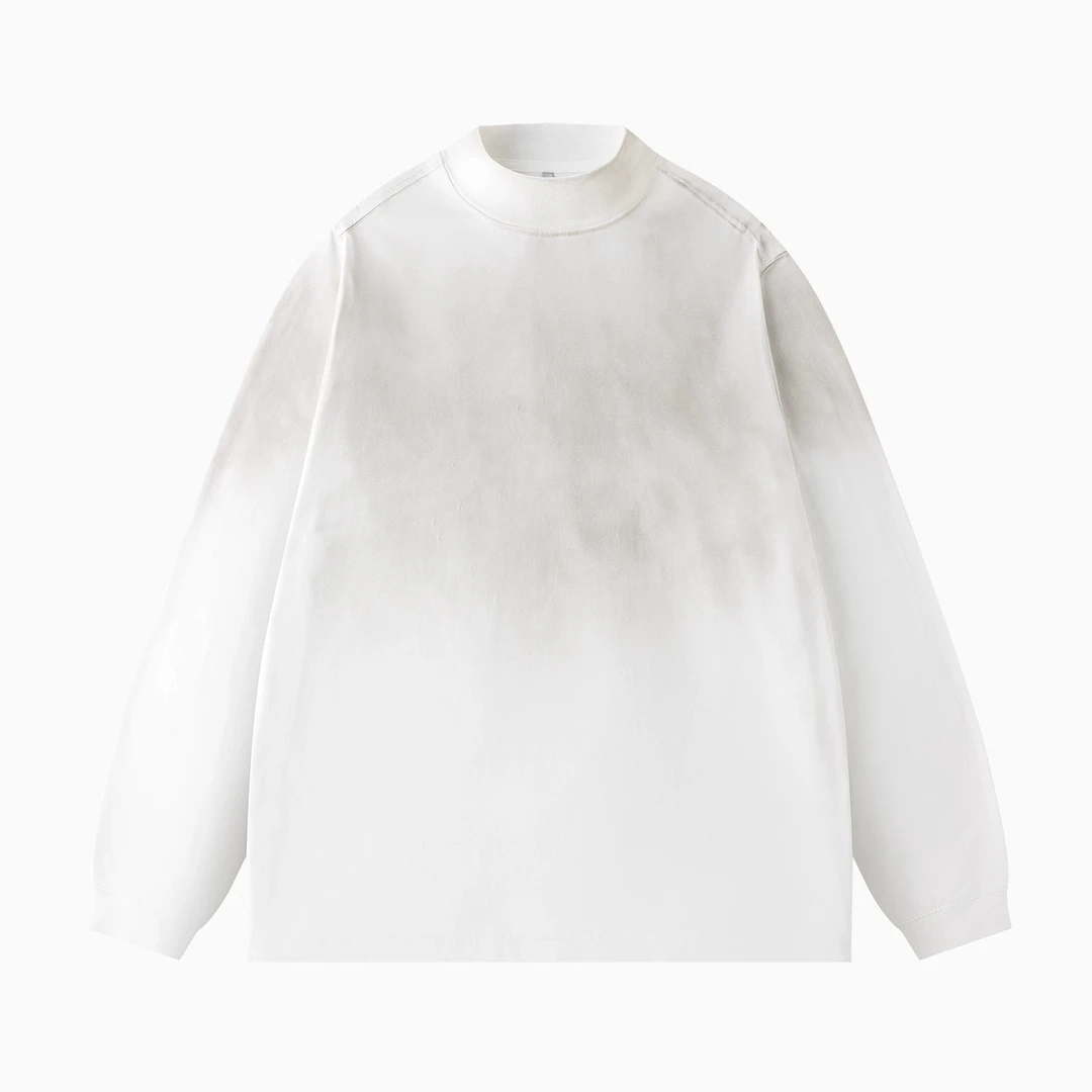 【SH潮牌】秋冬季新款纯棉宽松渐变白色圆领百搭休闲男女长袖卫衣