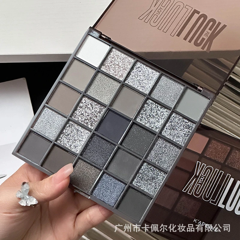 清冷黑天鹅眼影盘暗黑小烟熏自然细腻服帖显色珠光细闪25色眼影盘