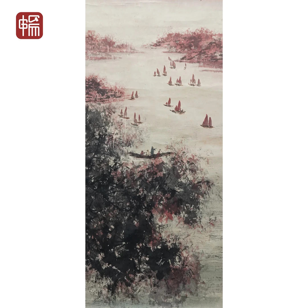 DM013 近现代《金刚坡山水》傅瑞麟93*49（4.1平尺）纸本立轴  YM