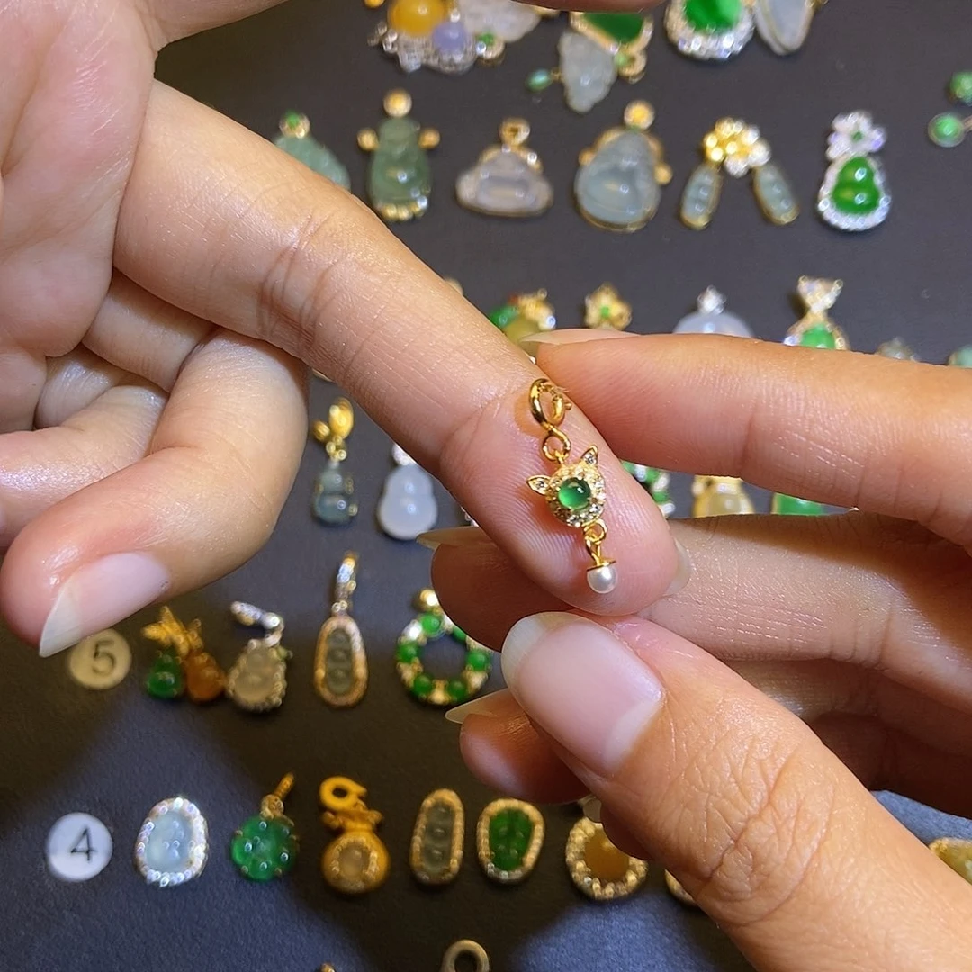 翡翠银S925镶嵌吊坠(不含链)