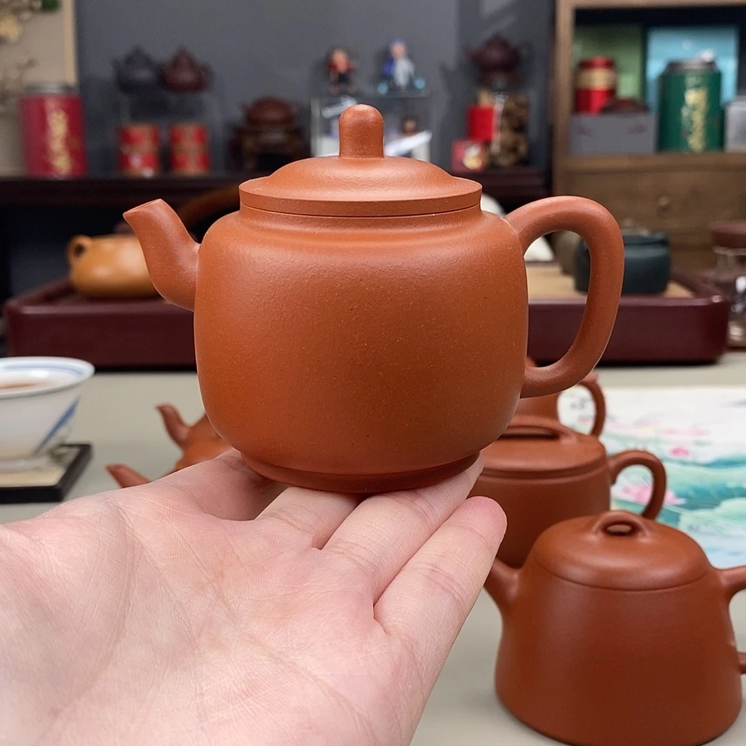 茶壶紫砂生砂朱泥墨林半手160cc