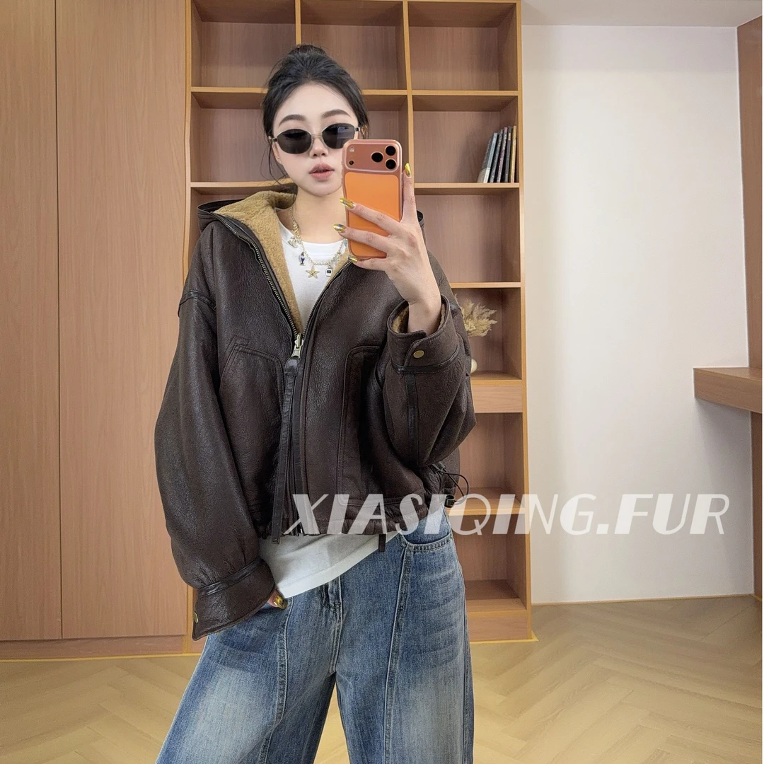 【晴晴推荐】XIASIQING｜25FW 130 新款休闲显瘦皮毛一体皮草外套