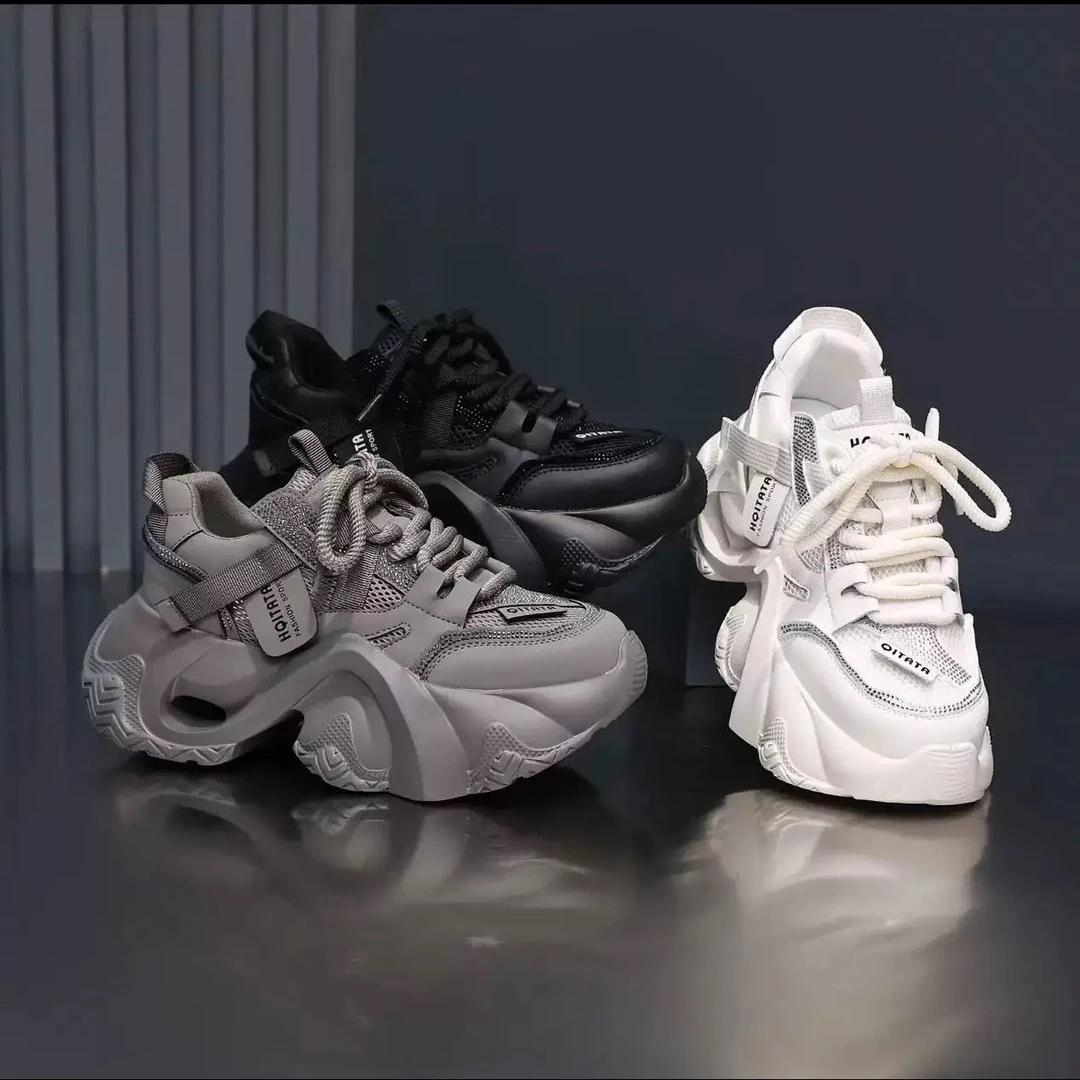 【060-120】夏季单网透气厚底增高老爹鞋2025新款运动鞋舞蹈鞋