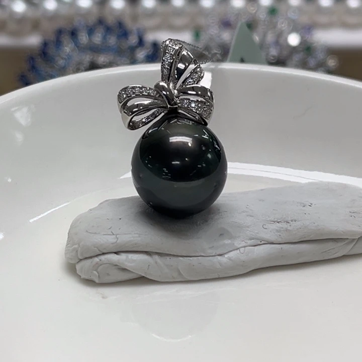 银S925镶嵌吊坠(不含链)海水珍珠13-14mm84号