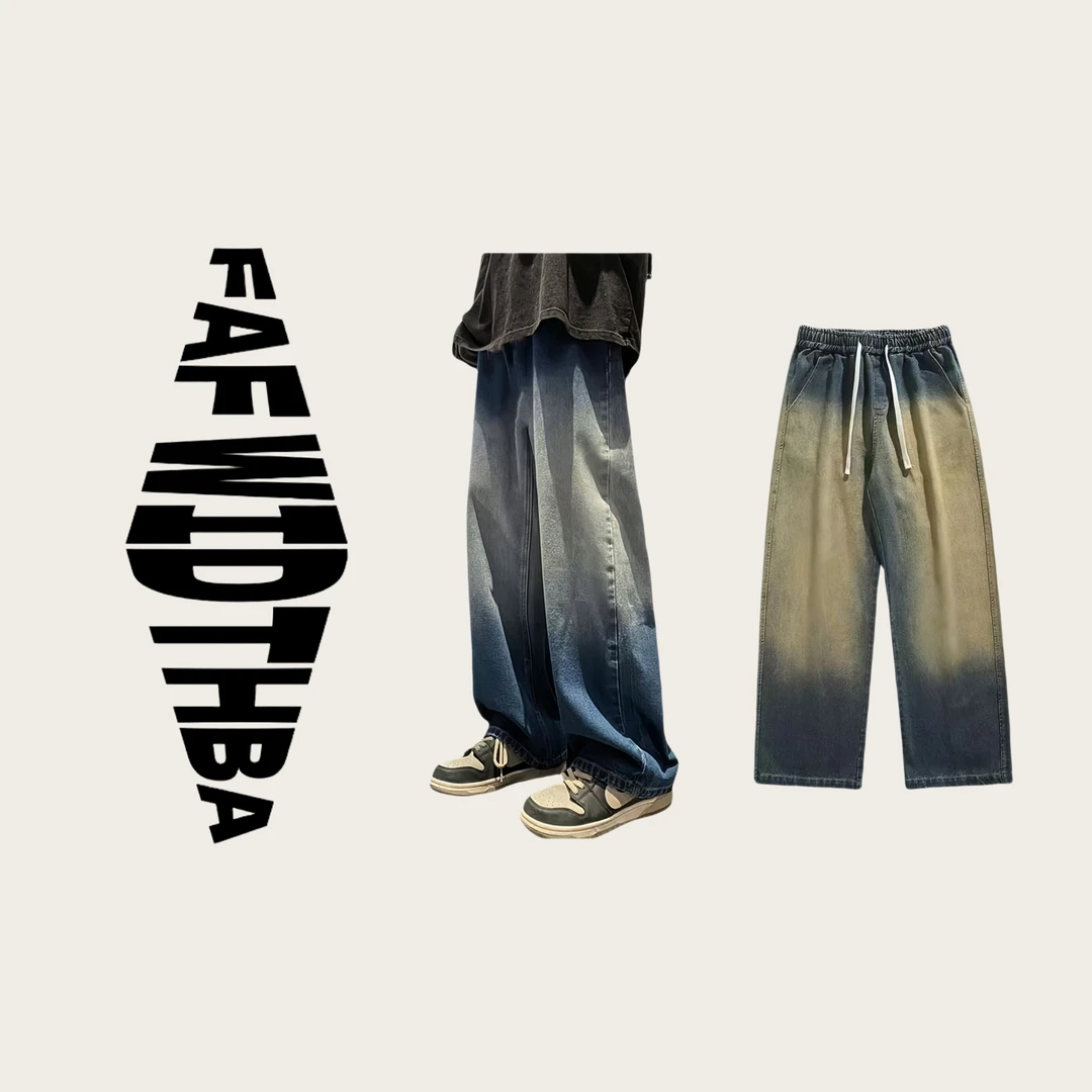 KZ813 美式复古休闲百搭水洗直筒牛仔裤