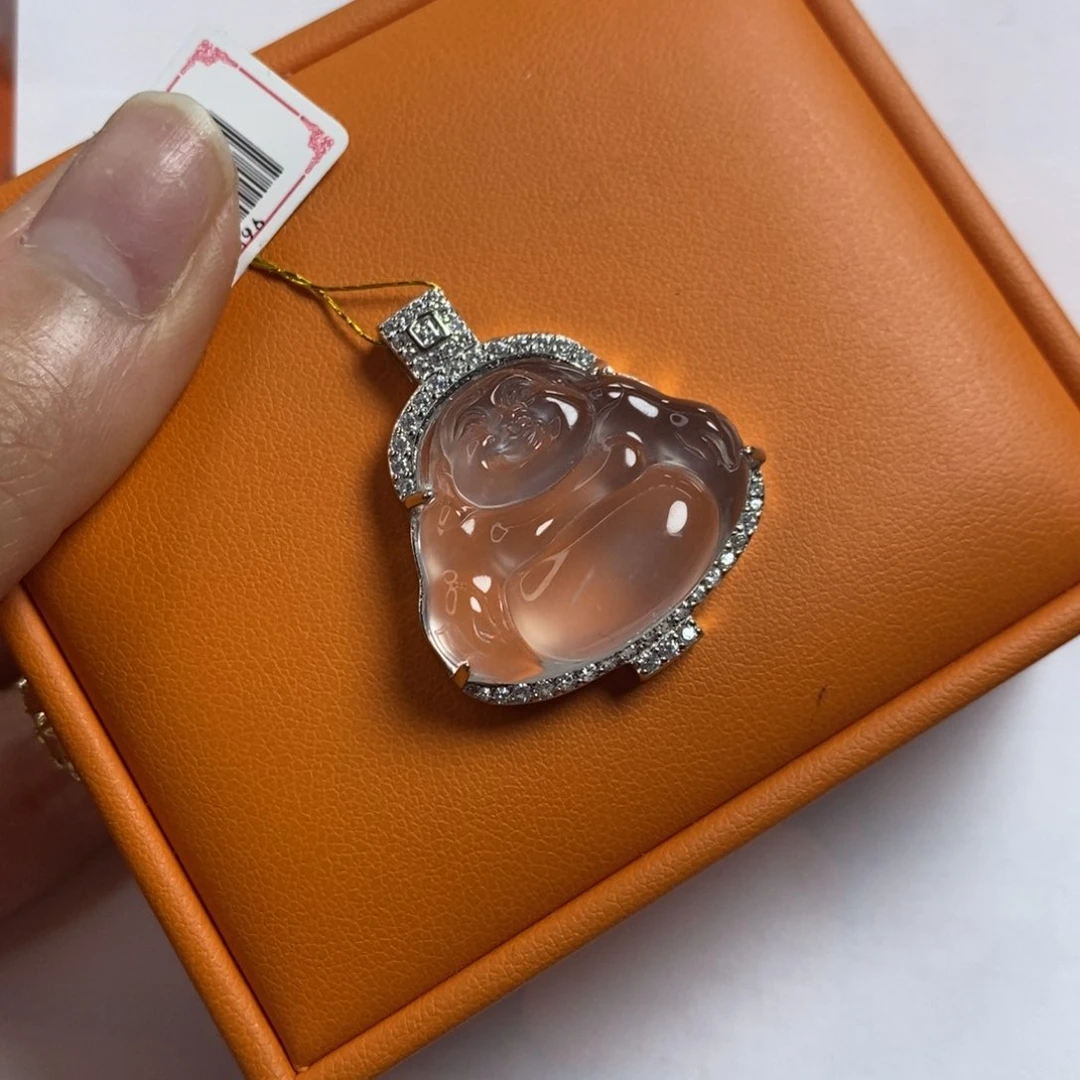 石英质玉佛公黑钢银S925镶嵌苏****?