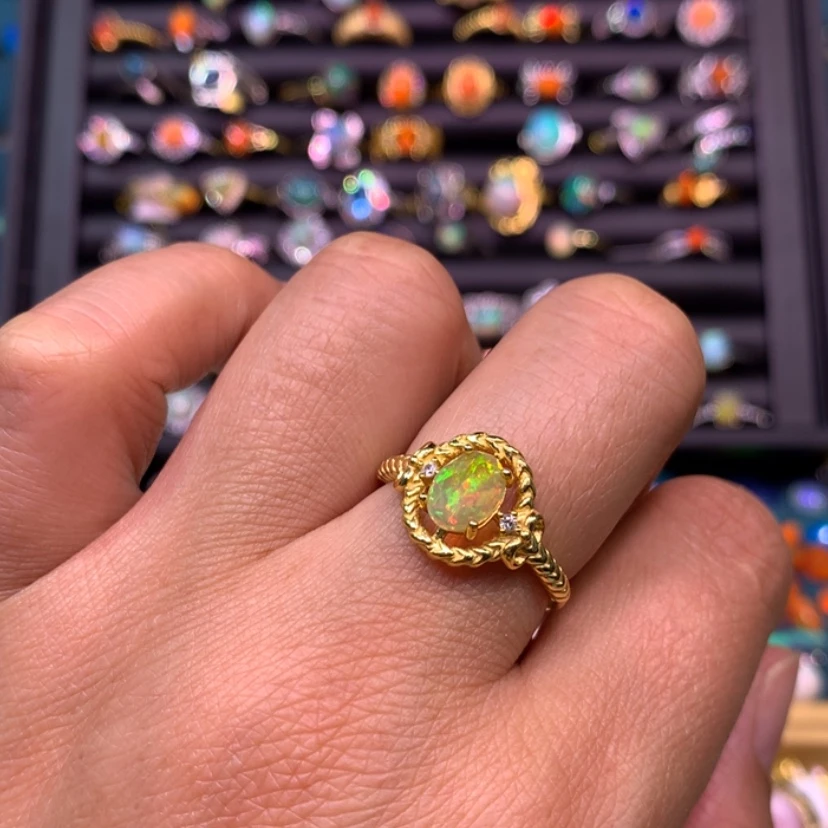 【闪购商品】欧泊戒指款式银S925镶嵌青****）