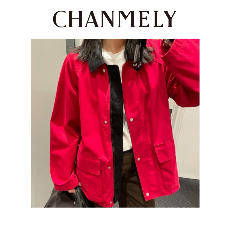【CHANMITY】25/FW‘’row‘’立裁廓形撞色时髦夹克工装外套025771