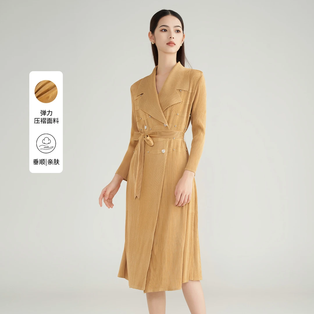 【福利专属】马天奴针织亲肤收腰优雅弹力压褶垂顺连衣裙VRA615DRX0