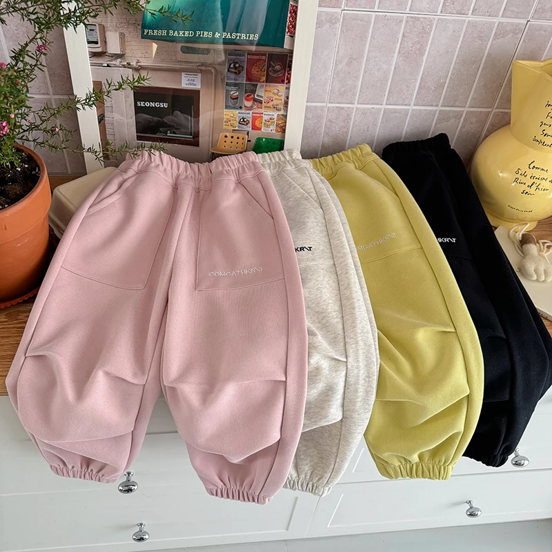 儿童春季新款口袋双折休闲裤中大童卫裤KZ25103