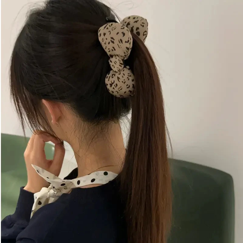 元气满满秋冬氛围感豹纹蝴蝶结香蕉夹韩系ins风高马尾发夹抓夹