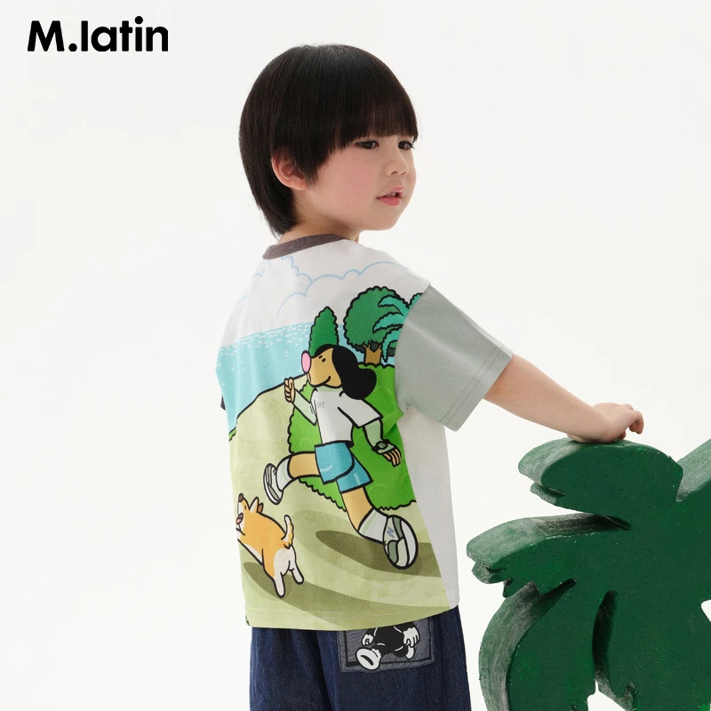 T恤衣服男童短袖新款后背印花童装马拉丁冰氧25夏场景酷亲肤透气