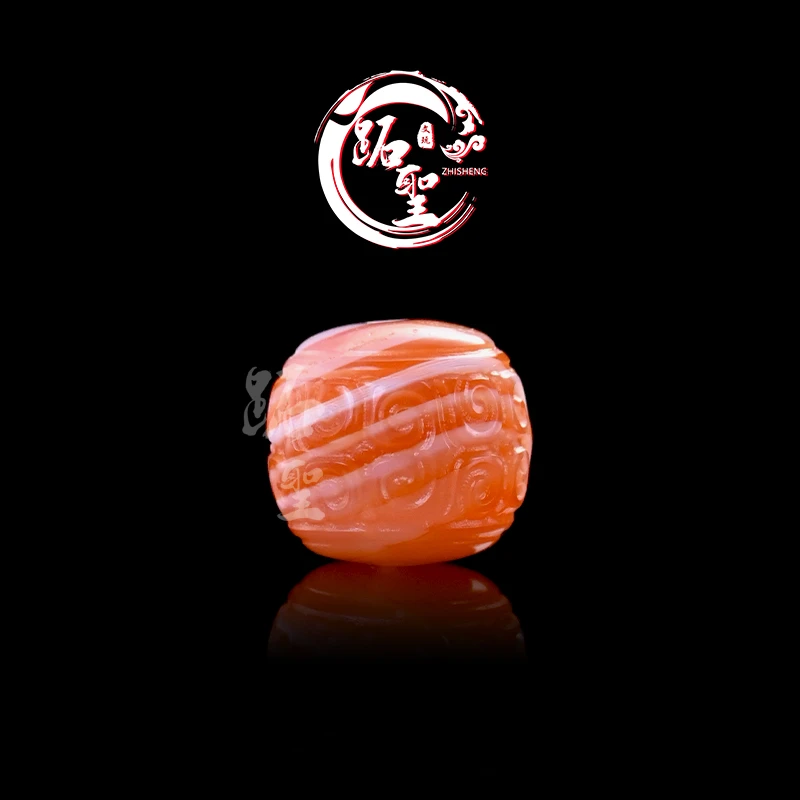 12MM三文鱼缠丝玛瑙回纹老型桶珠单珠文玩手串手链配珠散珠腰珠