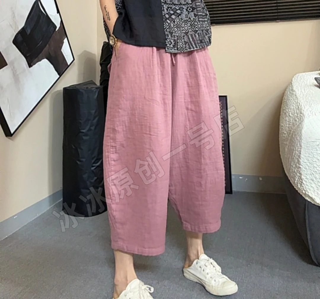 【冰冰一号店】【气球裤】428婴儿棉纱七分裤休闲裤复古百搭舒服