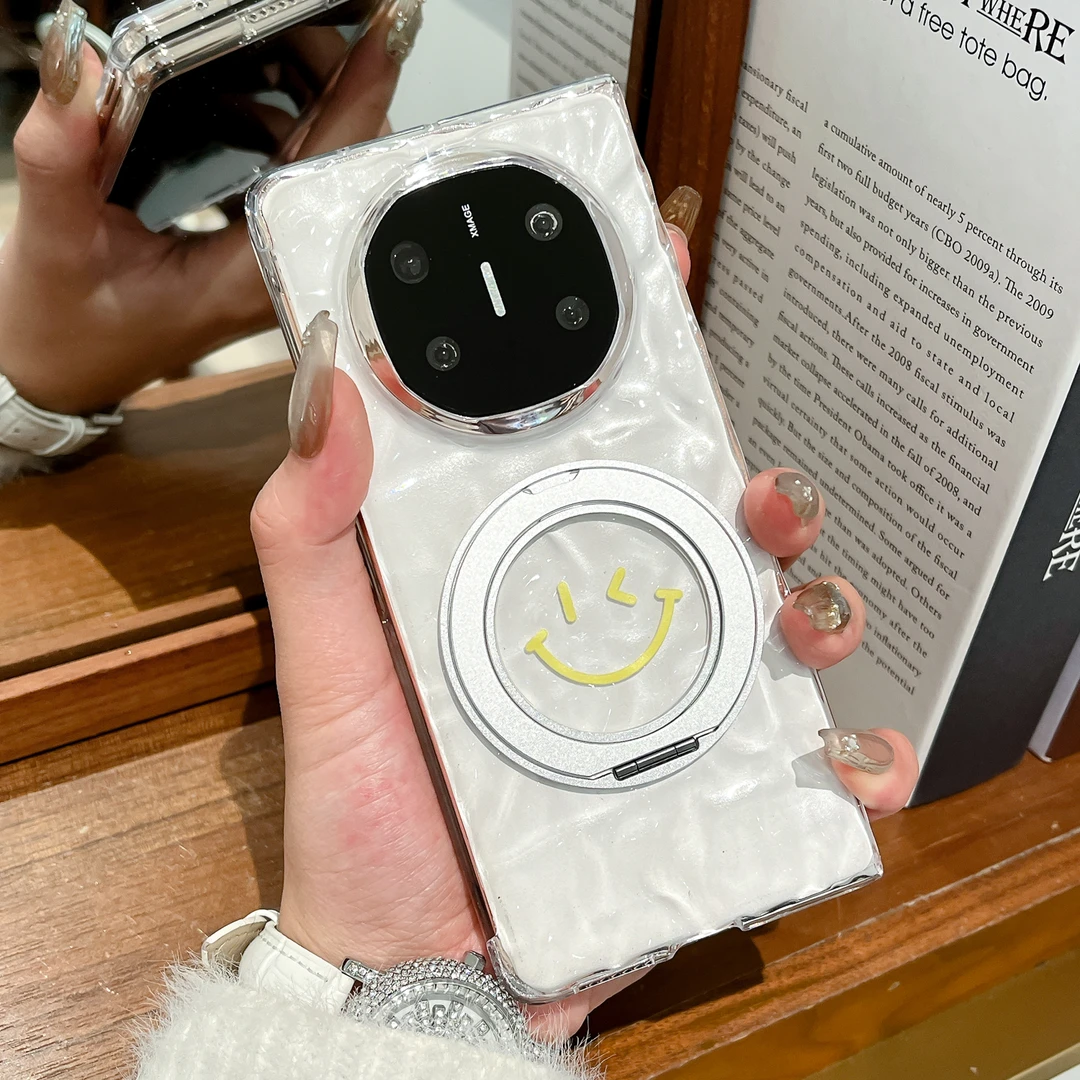 适用华为mete x6手机壳透明purax折叠屏小米荣耀支架三星女保护套