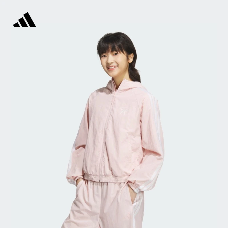 阿迪达斯官方 休闲蝴蝶结图案拒水防泼连帽外套女春季新款 JY7592
