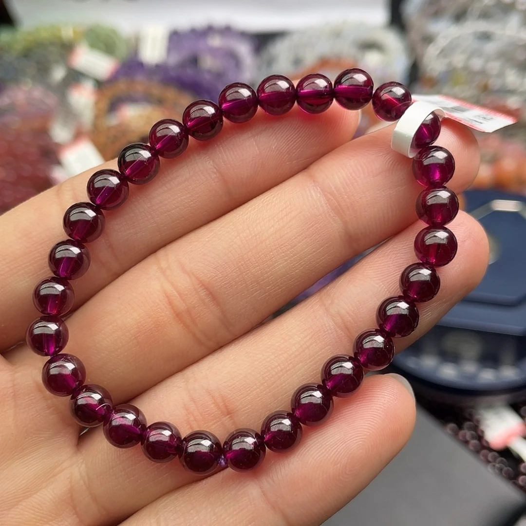 石榴石（紫牙乌）手链未镶嵌?***?6毫米单圈巴西紫牙乌